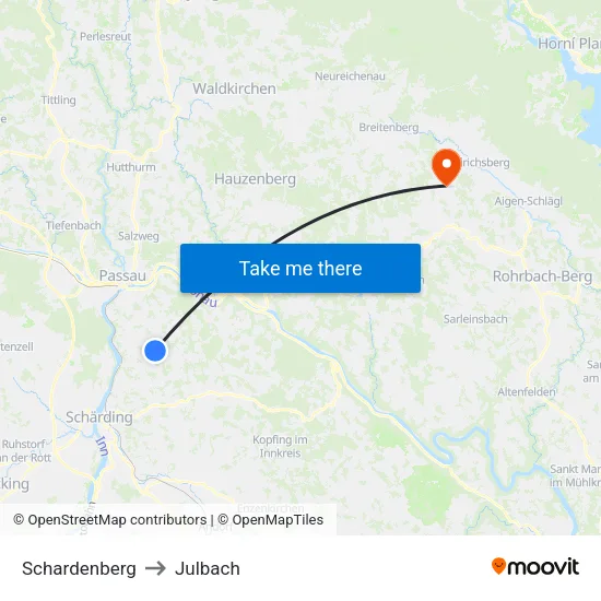 Schardenberg to Julbach map