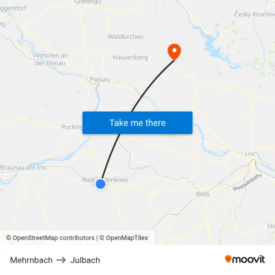 Mehrnbach to Julbach map