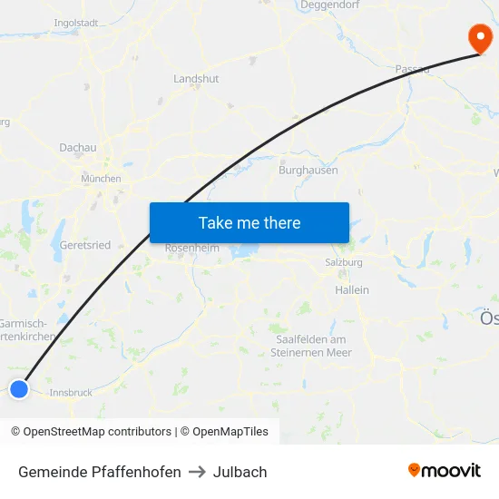 Gemeinde Pfaffenhofen to Julbach map