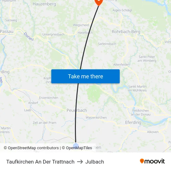 Taufkirchen An Der Trattnach to Julbach map