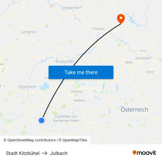 Stadt Kitzbühel to Julbach map