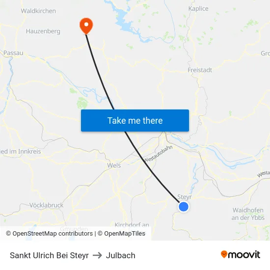 Sankt Ulrich Bei Steyr to Julbach map