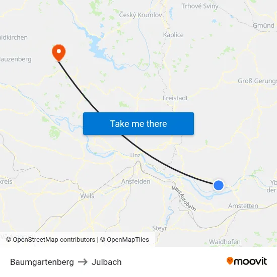 Baumgartenberg to Julbach map