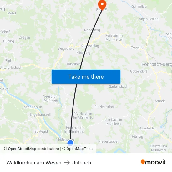 Waldkirchen am Wesen to Julbach map