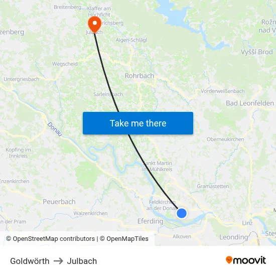 Goldwörth to Julbach map