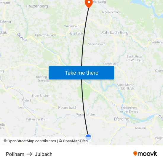Pollham to Julbach map