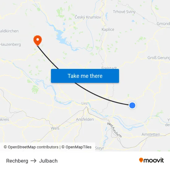 Rechberg to Julbach map