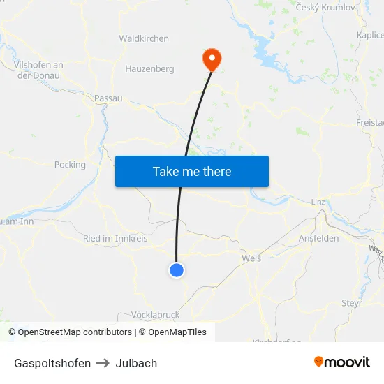 Gaspoltshofen to Julbach map