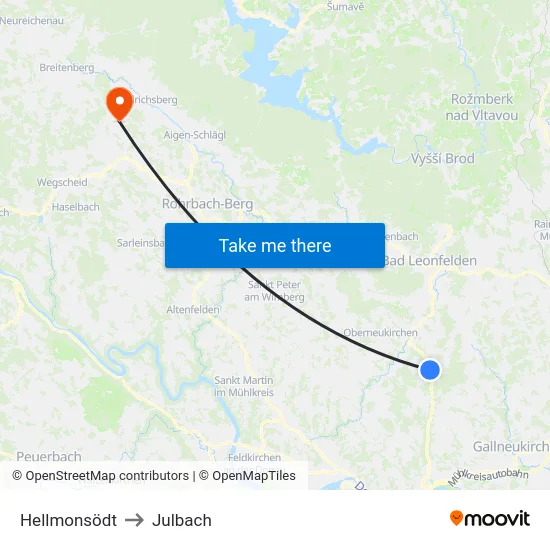 Hellmonsödt to Julbach map
