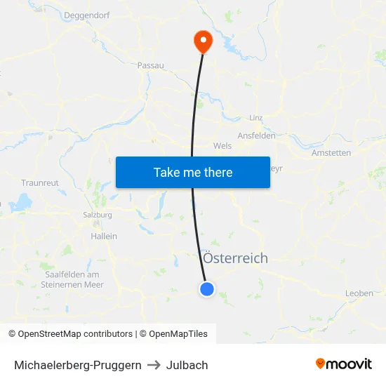 Michaelerberg-Pruggern to Julbach map