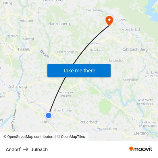 Andorf to Julbach map