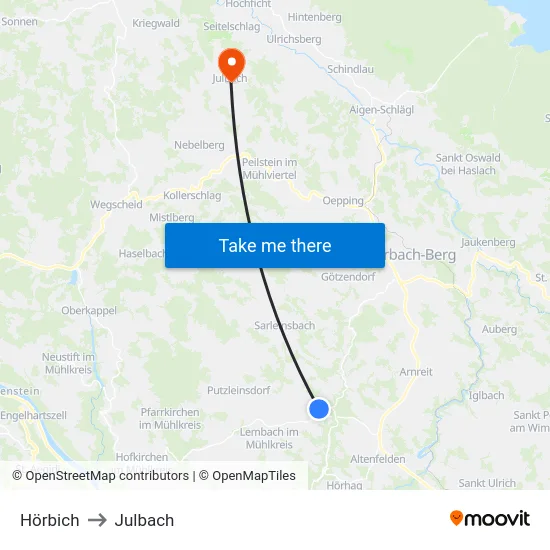 Hörbich to Julbach map