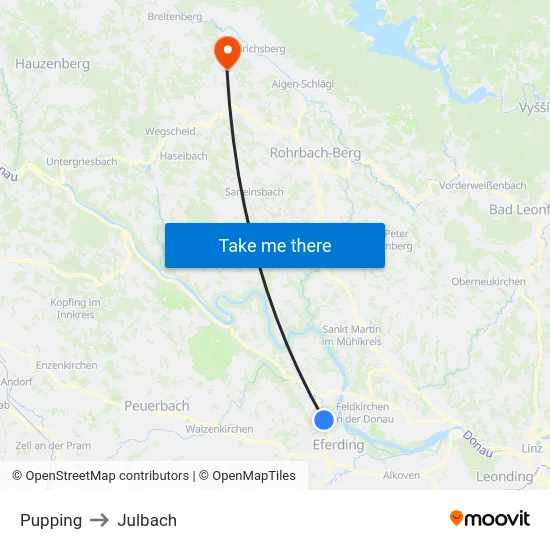 Pupping to Julbach map