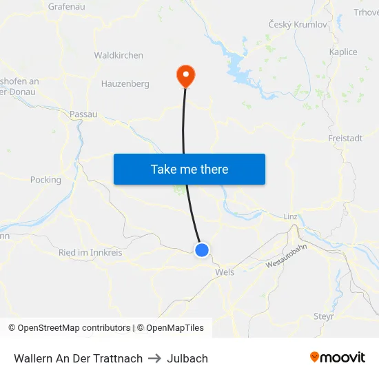 Wallern An Der Trattnach to Julbach map