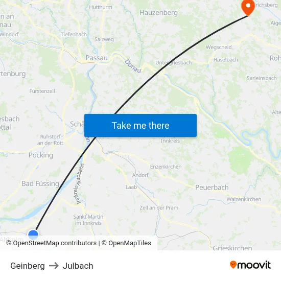 Geinberg to Julbach map