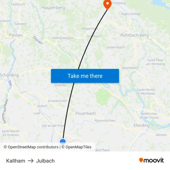 Kallham to Julbach map