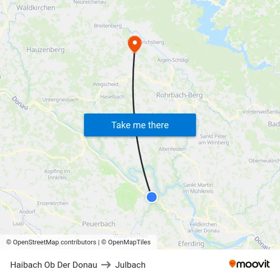 Haibach Ob Der Donau to Julbach map