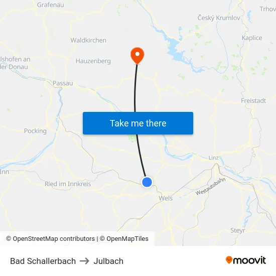 Bad Schallerbach to Julbach map