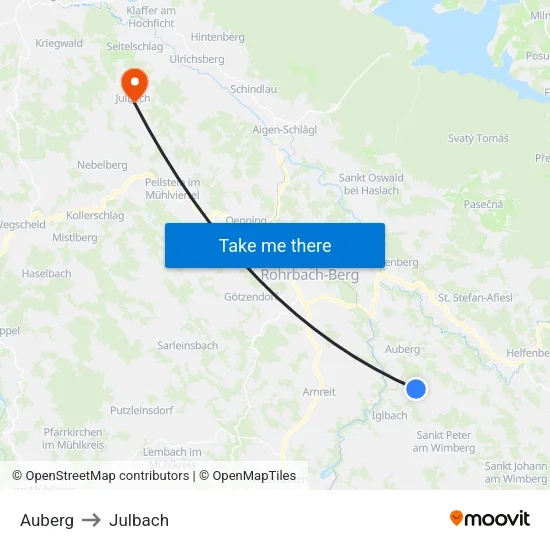 Auberg to Julbach map