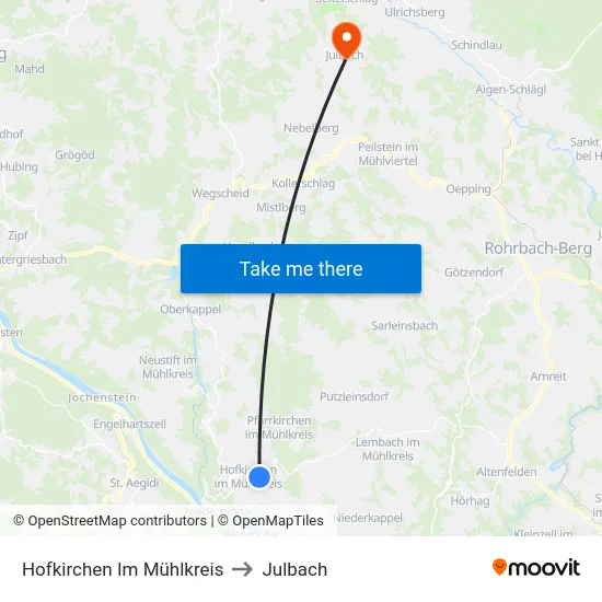 Hofkirchen Im Mühlkreis to Julbach map