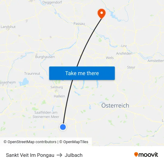 Sankt Veit Im Pongau to Julbach map