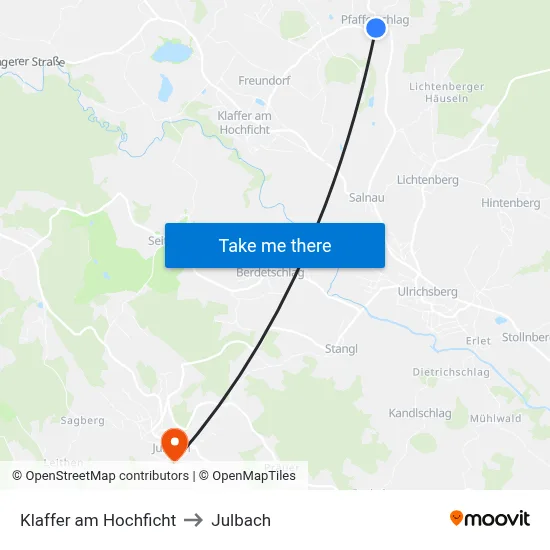 Klaffer am Hochficht to Julbach map