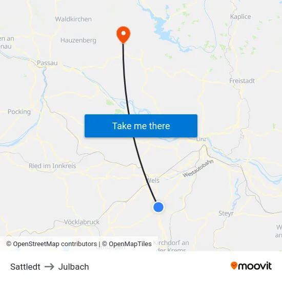 Sattledt to Julbach map