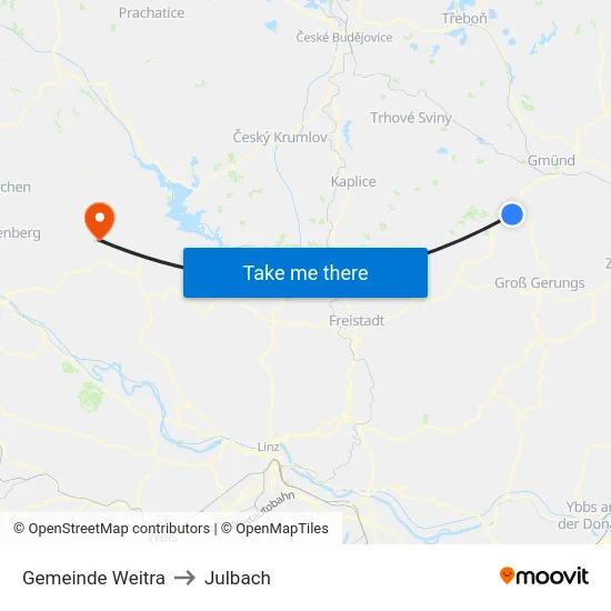Gemeinde Weitra to Julbach map
