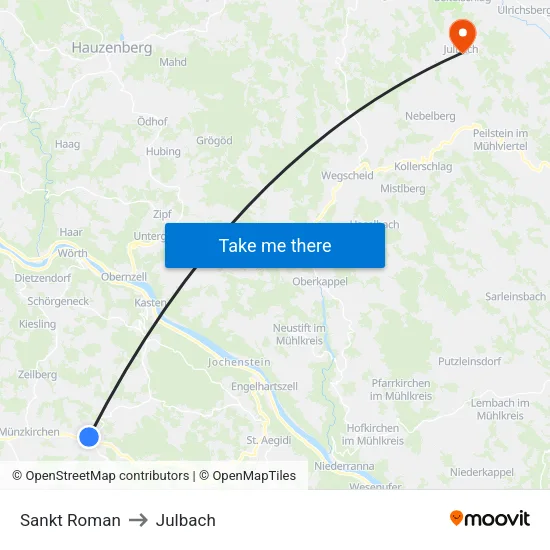 Sankt Roman to Julbach map