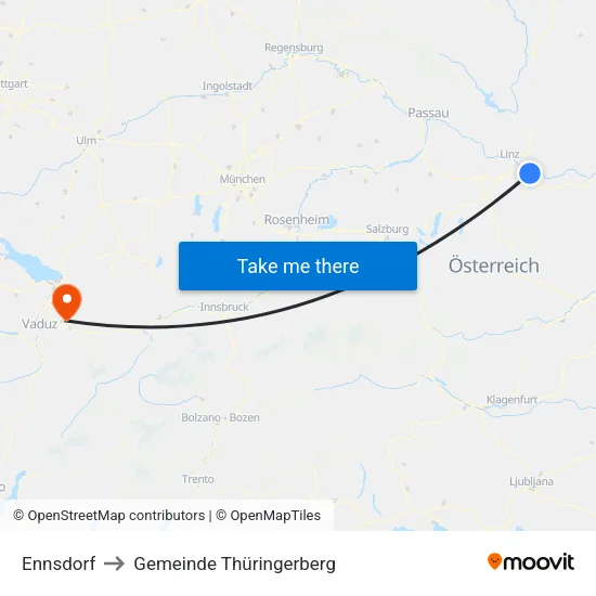 Ennsdorf to Gemeinde Thüringerberg map