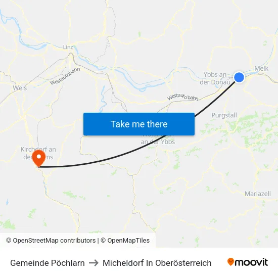 Gemeinde Pöchlarn to Micheldorf In Oberösterreich map
