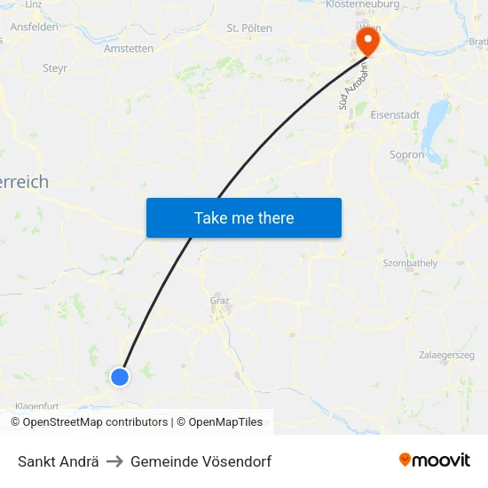 Sankt Andrä to Gemeinde Vösendorf map
