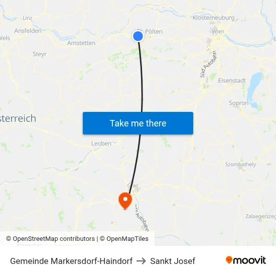 Gemeinde Markersdorf-Haindorf to Sankt Josef map