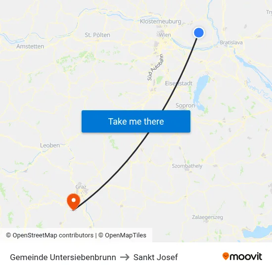 Gemeinde Untersiebenbrunn to Sankt Josef map