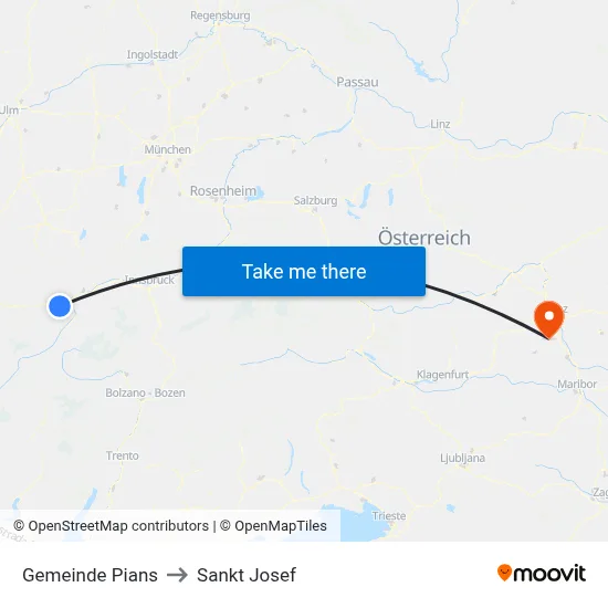 Gemeinde Pians to Sankt Josef map