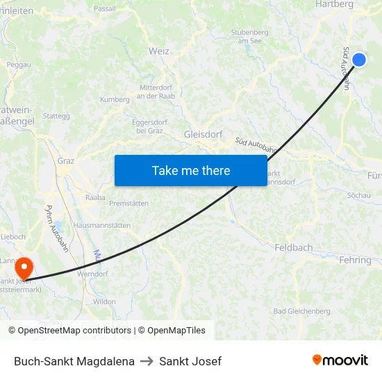 Buch-Sankt Magdalena to Sankt Josef map