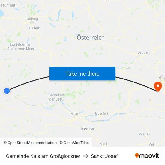 Gemeinde Kals am Großglockner to Sankt Josef map