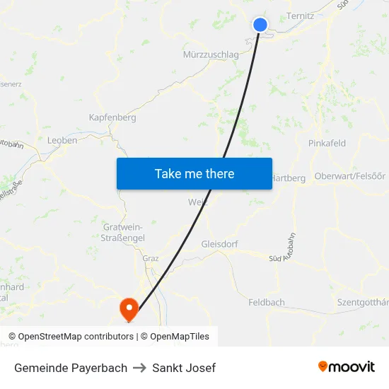 Gemeinde Payerbach to Sankt Josef map