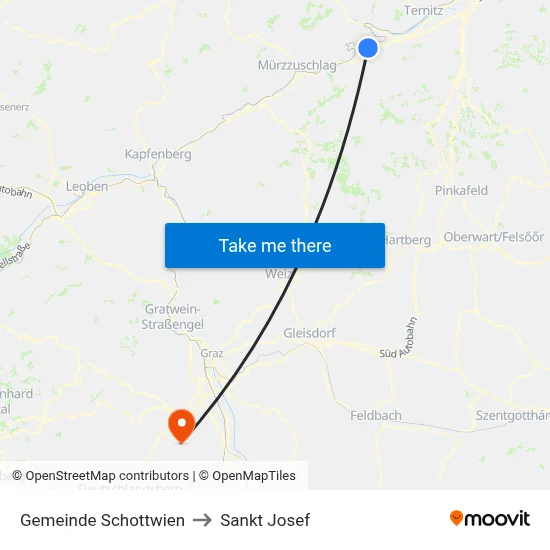 Gemeinde Schottwien to Sankt Josef map