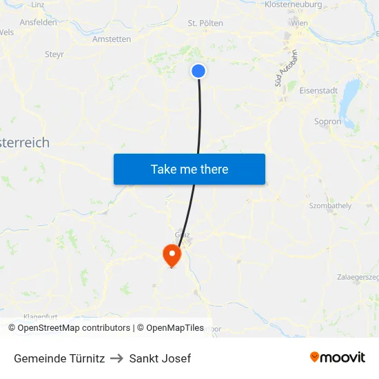 Gemeinde Türnitz to Sankt Josef map