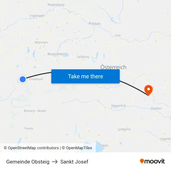 Gemeinde Obsteig to Sankt Josef map