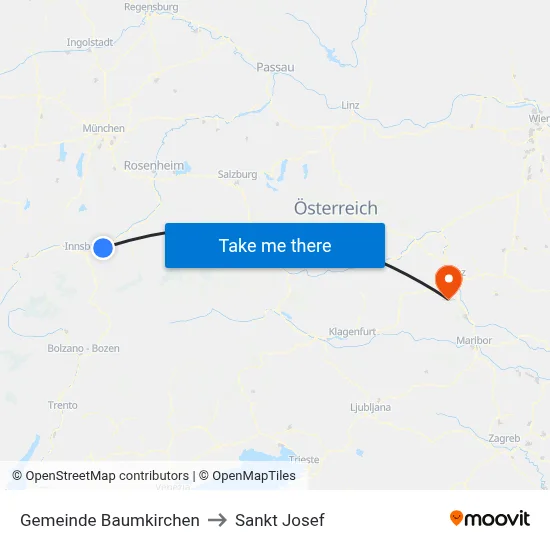 Gemeinde Baumkirchen to Sankt Josef map