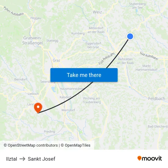 Ilztal to Sankt Josef map