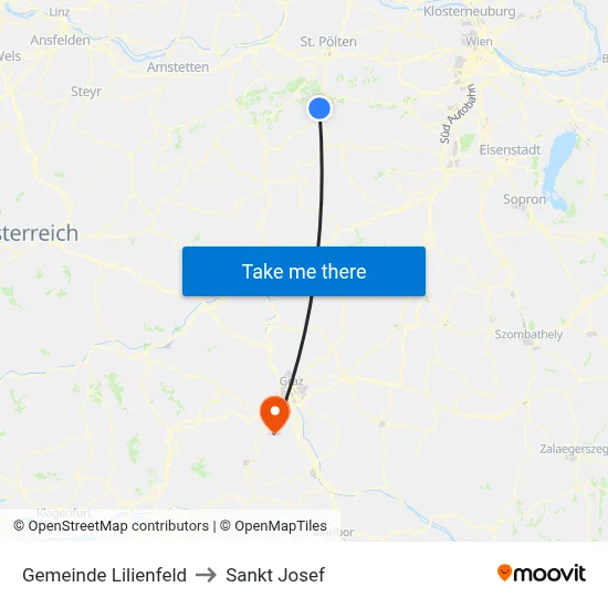 Gemeinde Lilienfeld to Sankt Josef map