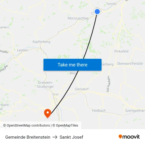 Gemeinde Breitenstein to Sankt Josef map