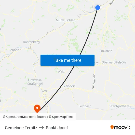 Gemeinde Ternitz to Sankt Josef map