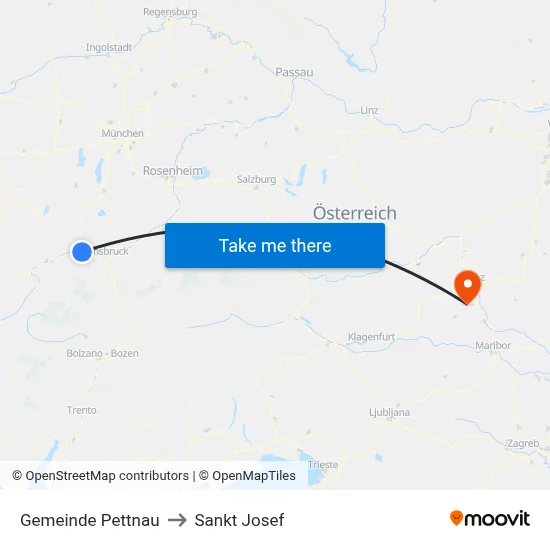 Gemeinde Pettnau to Sankt Josef map