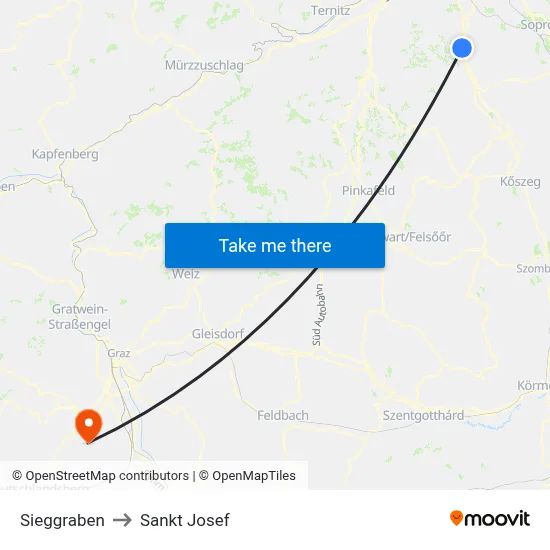Sieggraben to Sankt Josef map