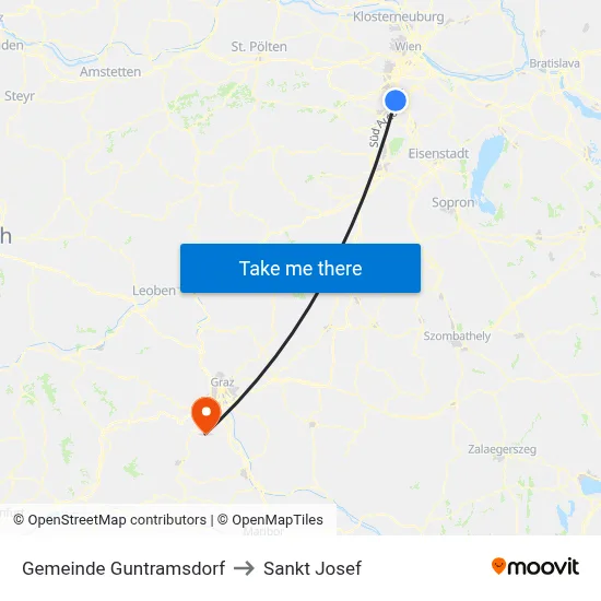 Gemeinde Guntramsdorf to Sankt Josef map