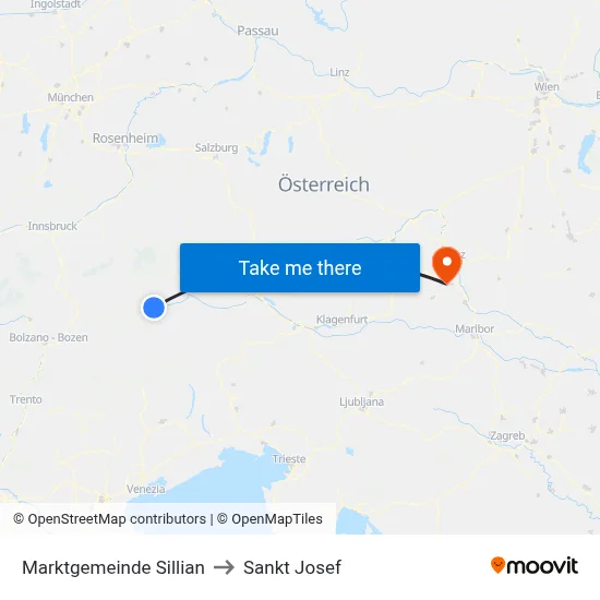 Marktgemeinde Sillian to Sankt Josef map